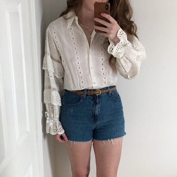 Vintage Denim Distressed High Waisted Jean Shorts - Picture 9 of 9